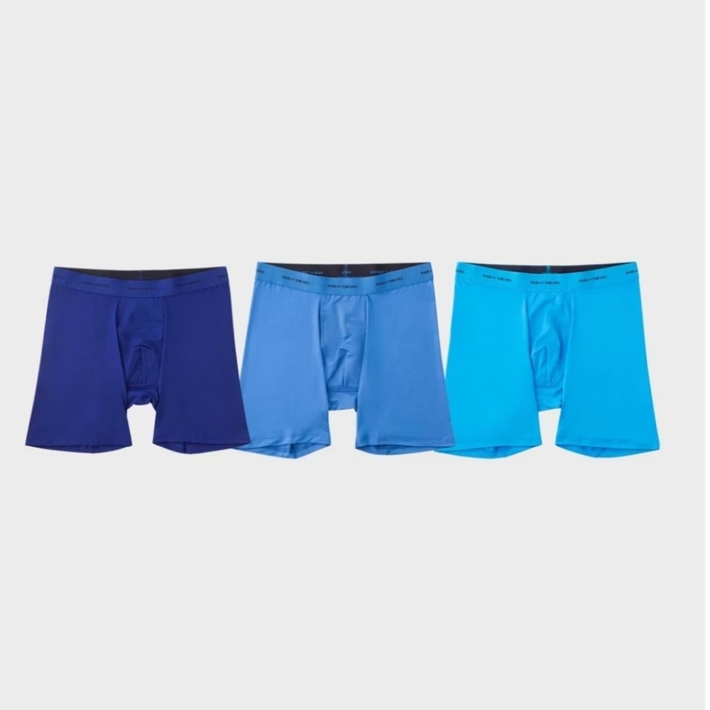 Men's 3 Pack Long Boxer Briefs - Pair Of Thieves - Blues - S